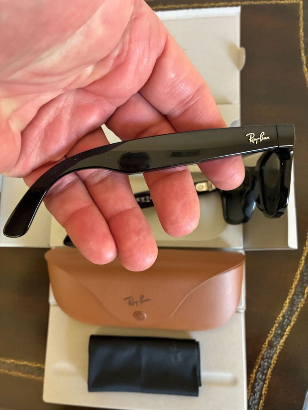 Genuine Ray-Ban Meta Wayfarer Gen1 Smart Glasses RW4006 Shiny Black G15 Green - Picture 5 of 13